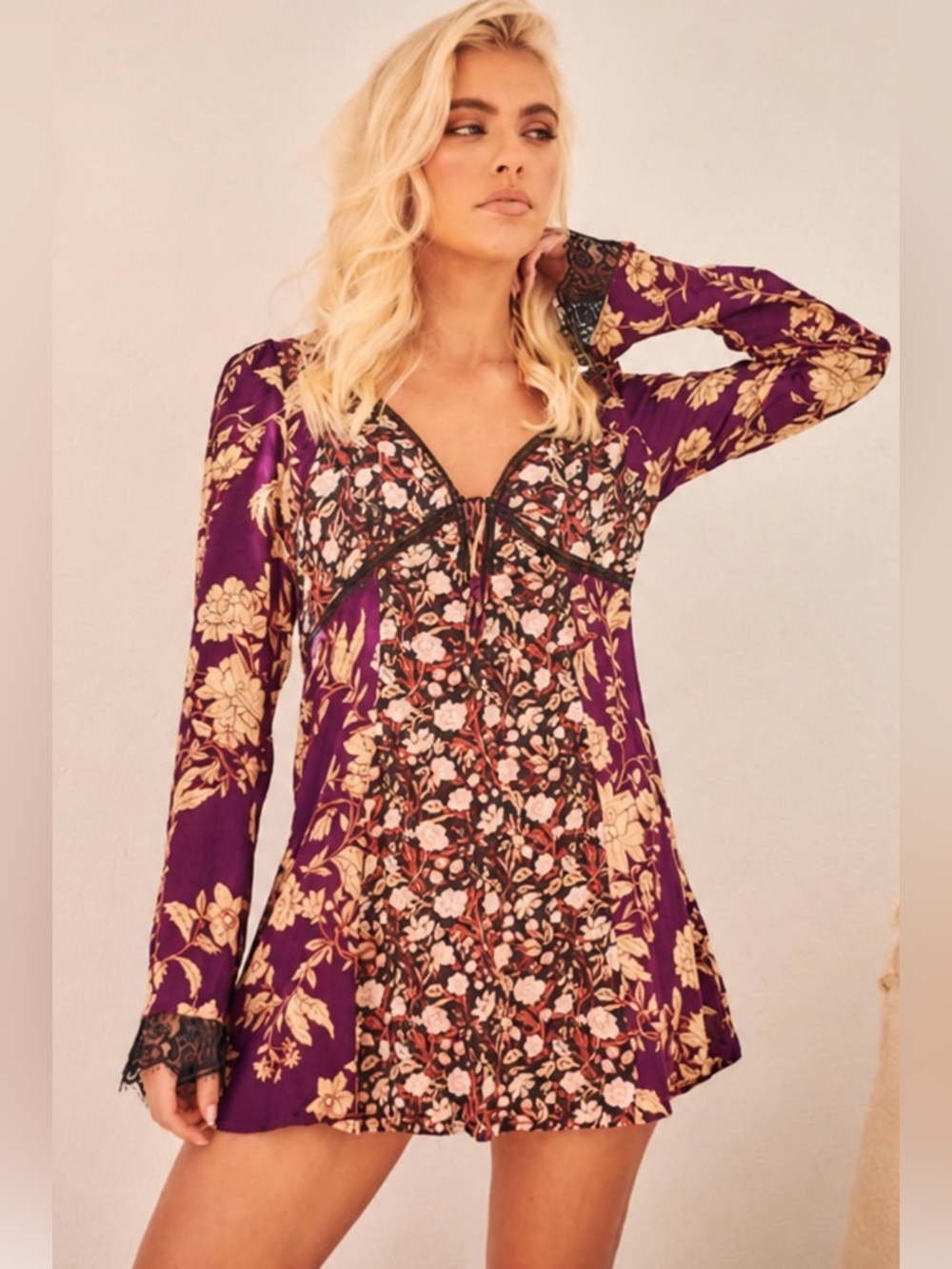 Free People Odette Printed Tunic in Espresso